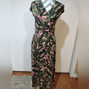 Land's End Maxi dress/floral/faux wrap top/tropical